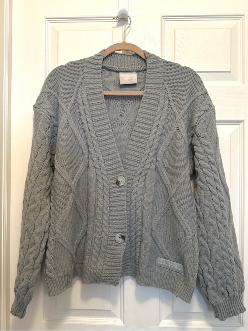 Ttpd Light Gray Cable Knit Button-Front Cardigan - image 1